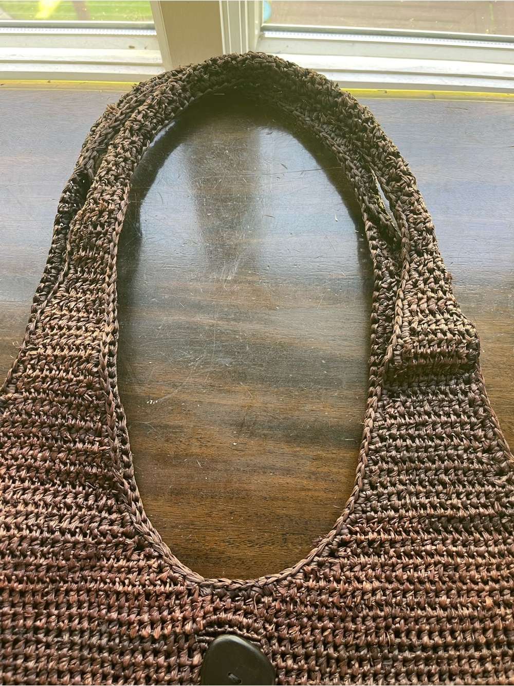 NWOT - Helen Kaminski Dark Brown Handwoven Shoulder Bag Large Rolled Handles - Picture 6 of 9